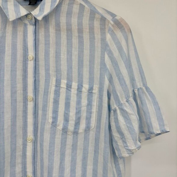 Lord  Taylor Linen Striped Vertical BlouseButton Up Size Small - Picture 7 of 8